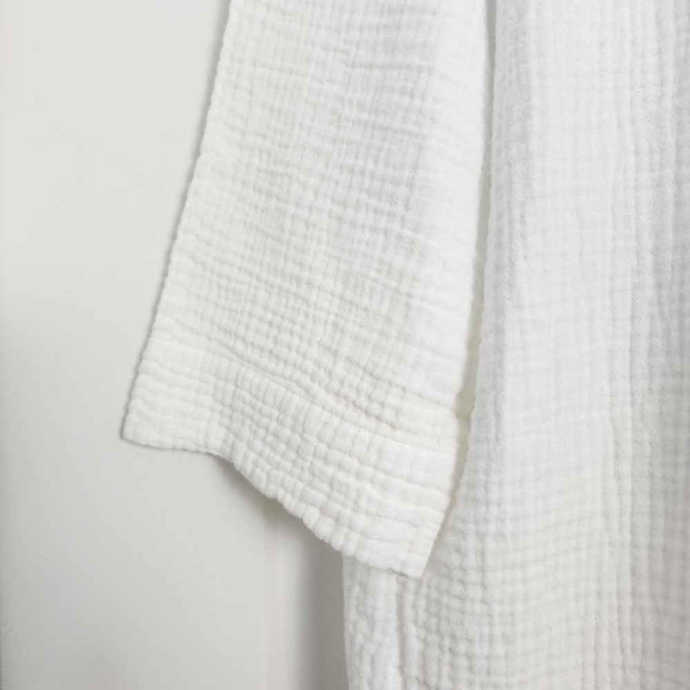 Honest Cotton White Double Gauze Tunic Dress OS Lagenlook Coastal Minimalist - Picture 8 of 16